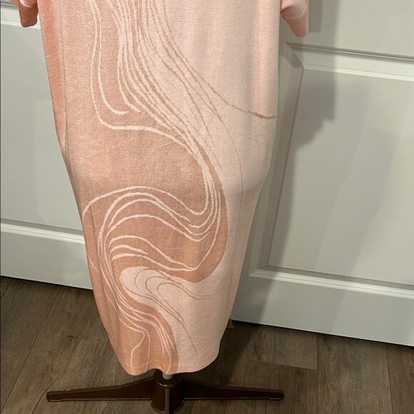 Ming Wang Women’s Pink Black V Neck Art to Wear Abstract Dress Size Large - Picture 9 of 12